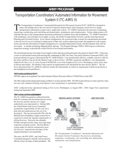 T Transportation Coordinators’ Automated Information for Movement System II (TC-AIMS II) ARMY PROGRAMS