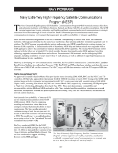 T Navy Extremely High Frequency Satellite Communications Program (NESP) NAVY PROGRAMS