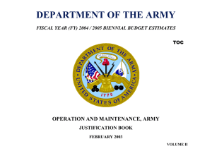 DEPARTMENT OF THE ARMY OPERATION AND MAINTENANCE, ARMY JUSTIFICATION BOOK