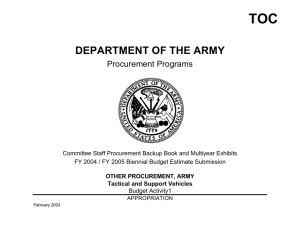 TOC DEPARTMENT OF THE ARMY Procurement Programs