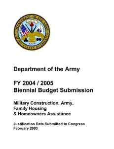 Department of the Army FY 2004 / 2005 Biennial Budget Submission