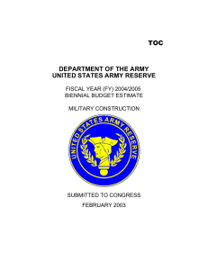 DEPARTMENT OF THE ARMY UNITED STATES ARMY RESERVE TOC
