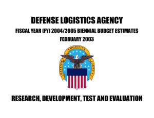 DEFENSE LOGISTICS AGENCY RESEARCH, DEVELOPMENT, TEST AND EVALUATION FEBRUARY 2003
