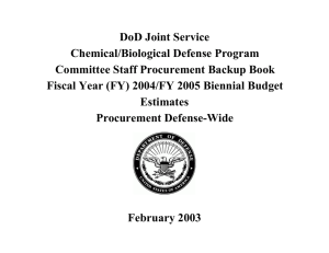 DoD Joint Service Chemical/Biological Defense Program Committee Staff Procurement Backup Book