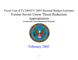 Former Soviet Union Threat Reduction Appropriation February 2003