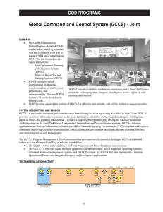 Global Command and Control System (GCCS) - Joint DOD PROGRAMS