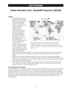 Global Information Grid - Bandwidth Expansion (GIG-BE) DOD PROGRAMS
