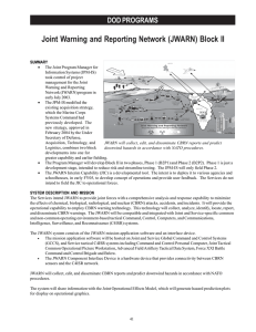 Joint Warning and Reporting Network (JWARN) Block II DOD PROGRAMS