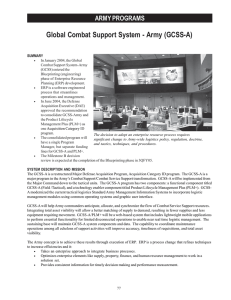 Global Combat Support System - Army (GCSS-A) ARMY PROGRAMS