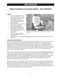 Global Command and Control System - Army (GCCS-A) ARMY PROGRAMS (