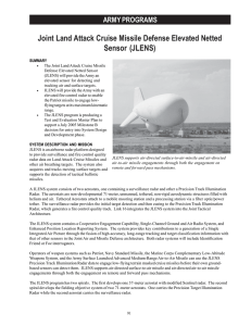 Joint Land Attack Cruise Missile Defense Elevated Netted Sensor (JLENS) ARMY PROGRAMS