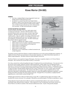 Kiowa Warrior (OH-58D) ARMY PROGRAMS