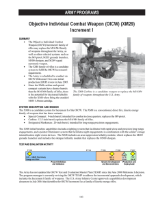 Objective Individual Combat Weapon (OICW) (XM29) Increment I ARMY PROGRAMS