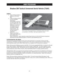 Shadow 200 Tactical Unmanned Aerial Vehicle (TUAV) ARMY PROGRAMS