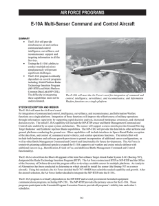 E-10A Multi-Sensor Command and Control Aircraft AIR FORCE PROGRAMS