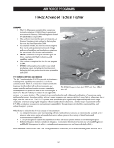 F/A-22 Advanced Tactical Fighter AIR FORCE PROGRAMS