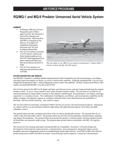 RQ/MQ-1 and MQ-9 Predator Unmanned Aerial Vehicle System AIR FORCE PROGRAMS