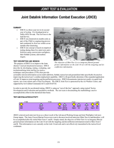 Joint Datalink Information Combat Execution (JDICE) JOINT TEST &amp; EVALUATION