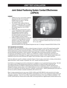 Joint Global Positioning System Combat Effectiveness (JGPSCE) JOINT TEST &amp; EVALUATION