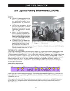 Joint Logistics Planning Enhancements (JLOG/PE) JOINT TEST &amp; EVALUATION