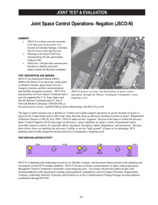 Joint Space Control Operations- Negation (JSCO-N) JOINT TEST &amp; EVALUATION