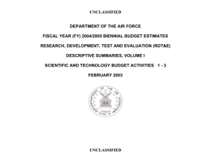 UNCLASSIFIED DEPARTMENT OF THE AIR FORCE