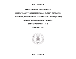 UNCLASSIFIED DEPARTMENT OF THE AIR FORCE