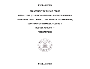 UNCLASSIFIED DEPARTMENT OF THE AIR FORCE