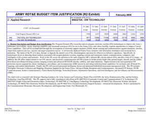 ARMY RDT&amp;E BUDGET ITEM JUSTIFICATION (R2 Exhibit) February 2004