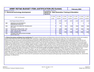 ARMY RDT&amp;E BUDGET ITEM JUSTIFICATION (R2 Exhibit)