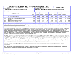 ARMY RDT&amp;E BUDGET ITEM JUSTIFICATION (R2 Exhibit)