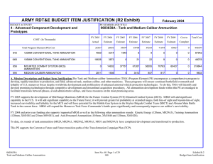 ARMY RDT&amp;E BUDGET ITEM JUSTIFICATION (R2 Exhibit)