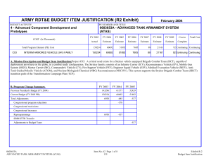 ARMY RDT&amp;E BUDGET ITEM JUSTIFICATION (R2 Exhibit)