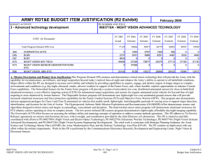 ARMY RDT&amp;E BUDGET ITEM JUSTIFICATION (R2 Exhibit) February 2004