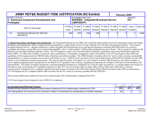 ARMY RDT&amp;E BUDGET ITEM JUSTIFICATION (R2 Exhibit)