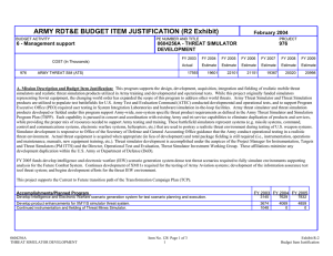 ARMY RDT&amp;E BUDGET ITEM JUSTIFICATION (R2 Exhibit) February 2004