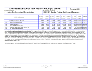 ARMY RDT&amp;E BUDGET ITEM JUSTIFICATION (R2 Exhibit)