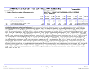 ARMY RDT&amp;E BUDGET ITEM JUSTIFICATION (R2 Exhibit)