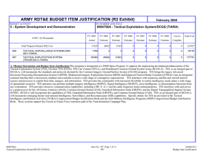 ARMY RDT&amp;E BUDGET ITEM JUSTIFICATION (R2 Exhibit)