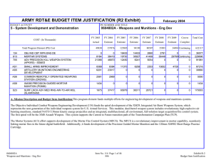 ARMY RDT&amp;E BUDGET ITEM JUSTIFICATION (R2 Exhibit) February 2004