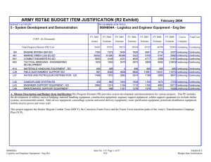 ARMY RDT&amp;E BUDGET ITEM JUSTIFICATION (R2 Exhibit)