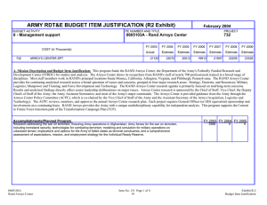 ARMY RDT&amp;E BUDGET ITEM JUSTIFICATION (R2 Exhibit) February 2004