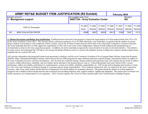 ARMY RDT&amp;E BUDGET ITEM JUSTIFICATION (R2 Exhibit) February 2004