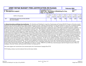 ARMY RDT&amp;E BUDGET ITEM JUSTIFICATION (R2 Exhibit)