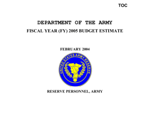 DEPARTMENT OF THE ARMY FISCAL YEAR (FY) 2005 BUDGET ESTIMATE  TOC