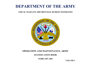 DEPARTMENT OF THE ARMY OPERATION AND MAINTENANCE, ARMY JUSTIFICATION BOOK