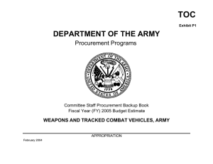 TOC DEPARTMENT OF THE ARMY Procurement Programs WEAPONS AND TRACKED COMBAT VEHICLES, ARMY