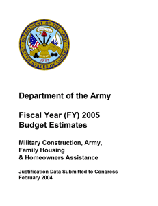 Department of the Army Fiscal Year (FY) 2005 Budget Estimates