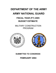 DEPARTMENT OF THE ARMY ARMY NATIONAL GUARD MILITARY CONSTRUCTION PROGRAM