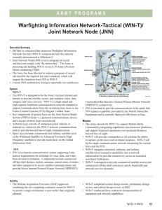 Warﬁghting Information Network-Tactical (WIN-T)/ Joint Network Node (JNN)